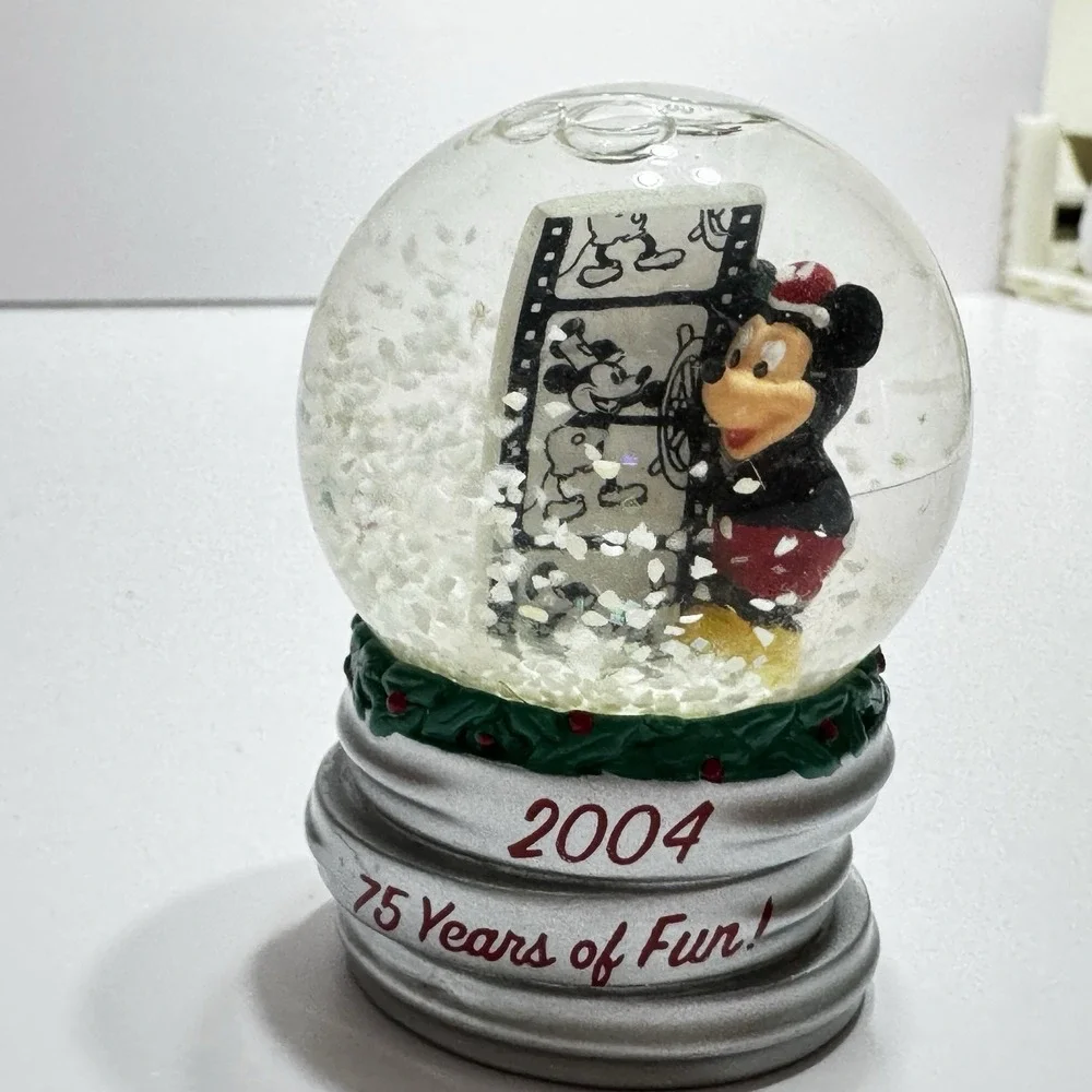 Disney JCPenny Exclusive Mini Globe  Mickey 2004 75 Years of Fun  With Box 2.5